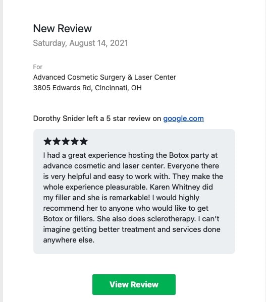 Studio A Google Review